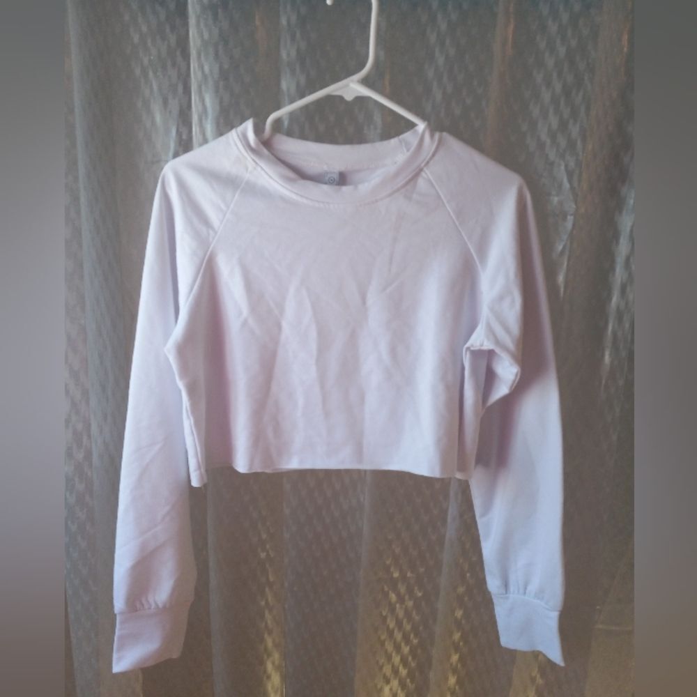 LASLULU Long Sleeve Crop Top Sweatshirt Workout Athletic Gym Size S